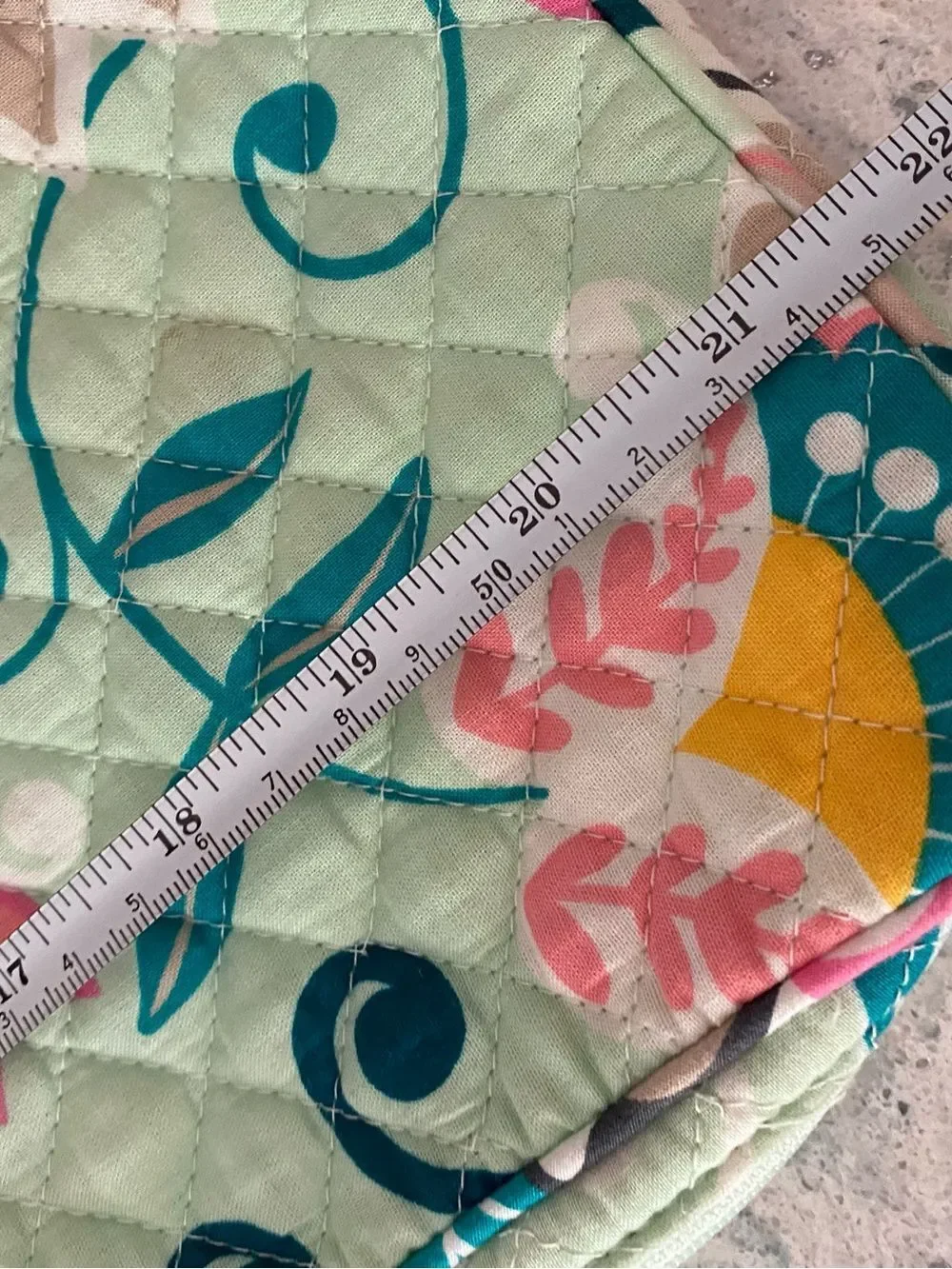 Vera Bradley Mint Floral Quilted makeup accessories with Pink & Teal Accents